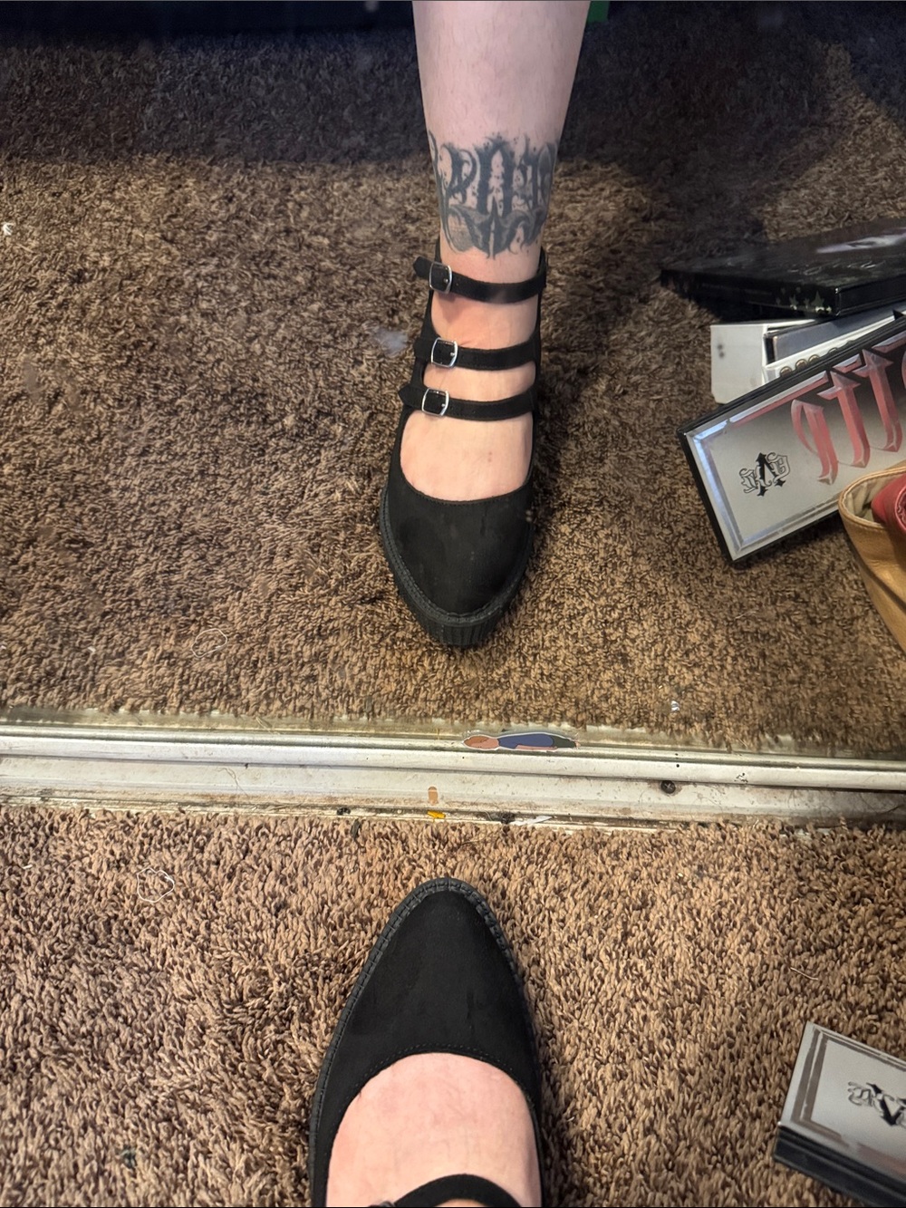 T.U.K Black Creeper Platform Mary Jane Shoes vegan suede - Picture 4 of 7